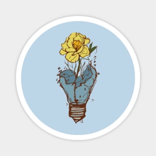 Light bulb with yellow flowers sketch 3 Magnet